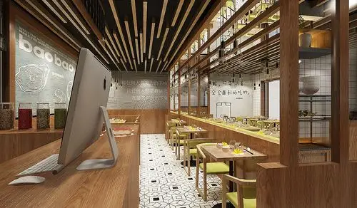 生煎包店面效果图 店面设计