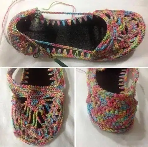 钩织夏季凉鞋 附钩织过程