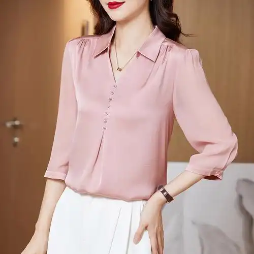 女真丝七分袖上衣