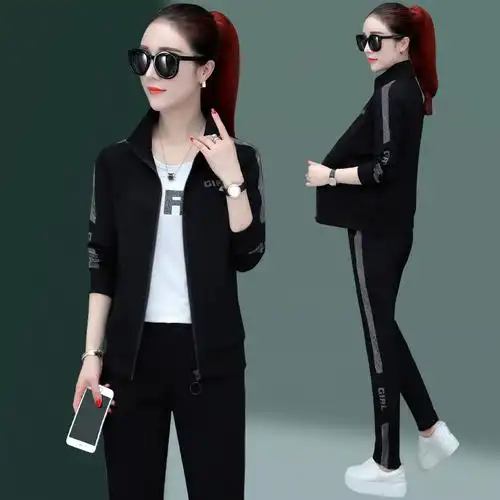 韩版三件套休闲套装女时尚显瘦线条大码运动服套装女运动主要参数品牌