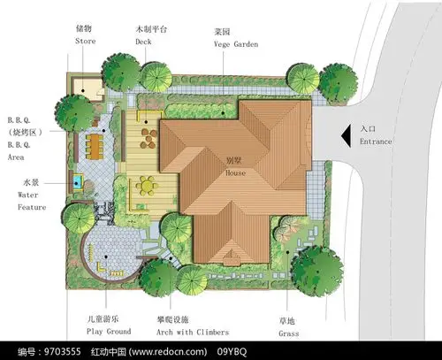 手绘别墅平面图