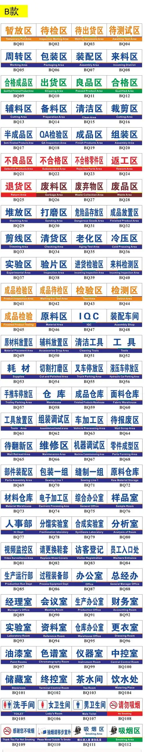 厂车间区域标识牌仓库分区验厂划分亚克力门牌挂牌办公科室牌食品厂