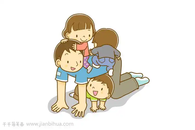 父亲和孩子简笔画亲子时光真快乐