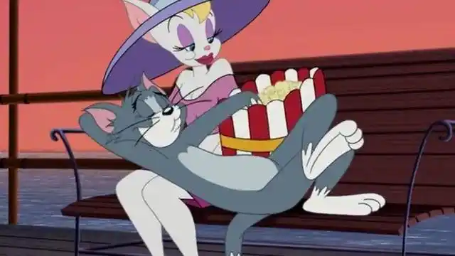 猫和老鼠 汤姆的日子过的太悠哉了,一边约会母猫一边吃着爆米花