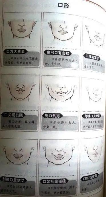 例如,大嘴巴的人官运亨通,富贵一生;小嘴巴的人能守小财富;嘴角下垂