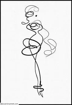 女性侧面曲线简笔画