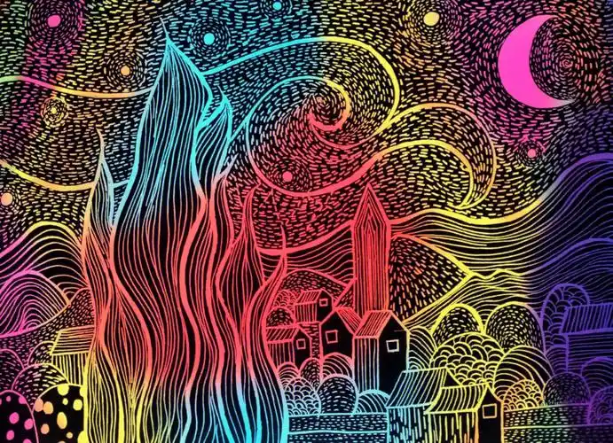 刮画梵高星月夜