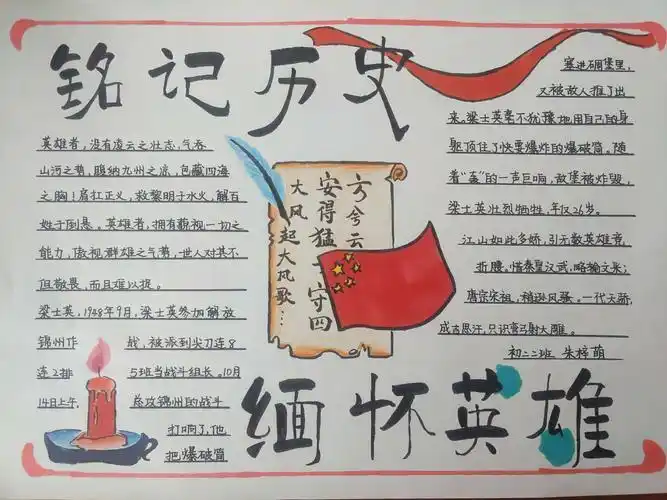 先烈铭记英雄手抄报 缅怀先烈手抄报手抄报传递对英雄的敬意弘扬民族