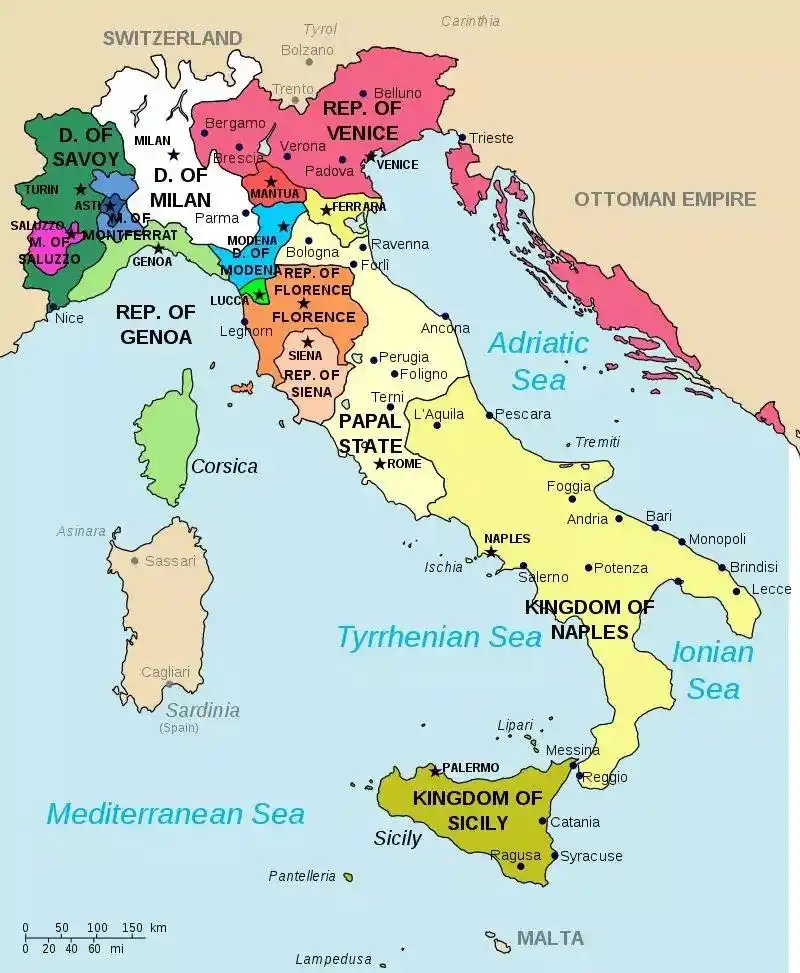 16世纪初的意大利 被各方势力分割的支离破碎