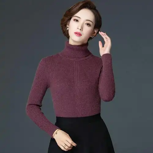 高领毛衣女秋冬内搭2019时尚套头洋气百搭加厚紧身打底羊绒羊毛衫