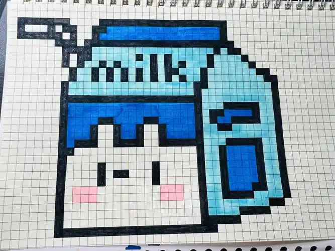 像素画临摹34牛奶盒子