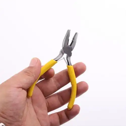 钳子小迷你钳4.5寸多功能钢丝钳圆嘴钳穿珠diy饰品钳钳黄光亚马逊