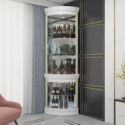 现代钢化玻璃酒柜三角柜转角拐角柜柜边柜客厅手办展示柜储物收纳