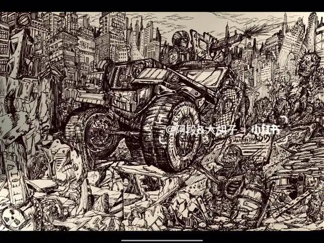 世界末日丧失战争题材黑白装饰画