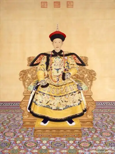 【清 郎世宁 《清高宗乾隆帝朝服像》 】轴,绢本设色,271×142cm.