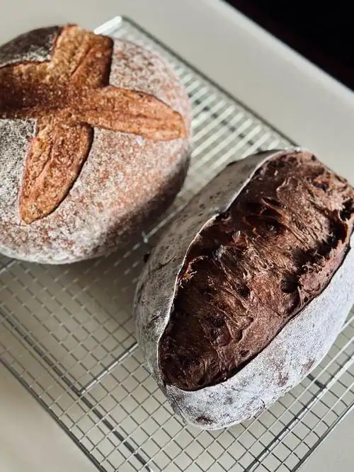 qjgloria做的天然酵母倍浓巧克力乡村面包极简流程