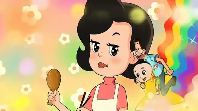 新大头儿子:爸爸疑惑,围裙妈妈不是在减肥吗,怎么还吃鸡腿