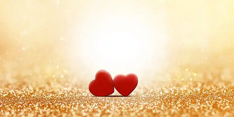 红色金色心形情人节七夕浪漫光斑情人节爱心背景