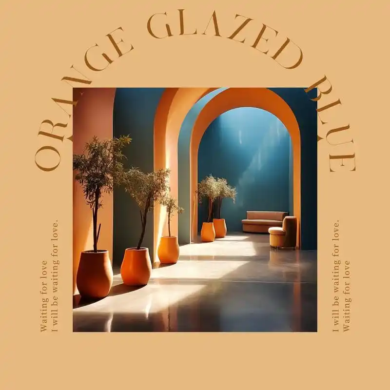 琉璃蓝色与爱马仕橙色的折衷轻奢风格.92 装修位置:客厅,卧 - 抖音