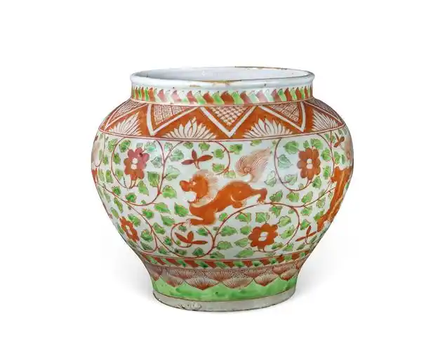 【元 红绿彩瑞兽纹大罐】拍卖品_图片_价格_鉴赏_元代以前陶瓷_雅昌