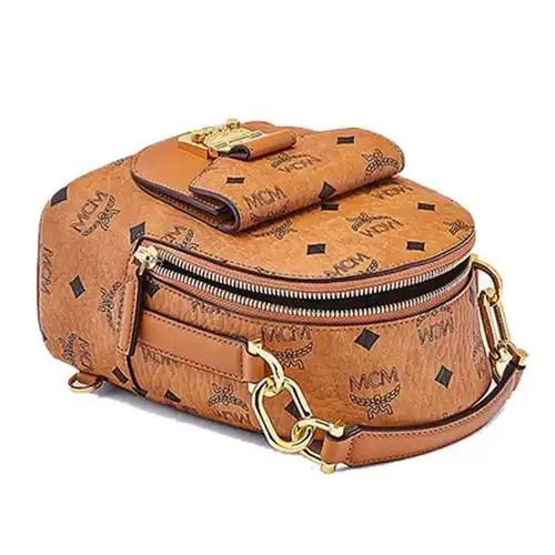 mcm女包经典款女士经典印花休闲百搭迷你双肩包背包干邑色mwkbspa01co