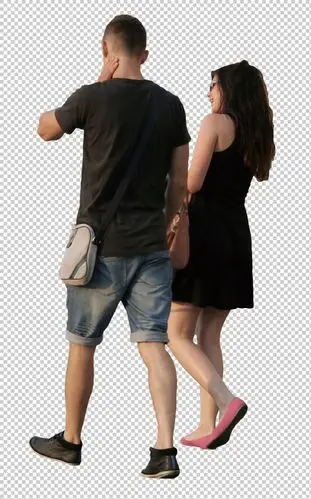 夫妻一起走路图片免抠png透明图层素材