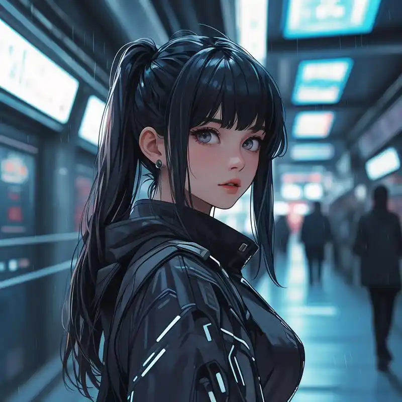 进入科技未来世界,为你带来这款超稀有的赛博朋克风女生头像