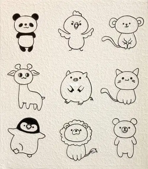 可爱简笔画|手帐素材(附线稿)萌萌小动物