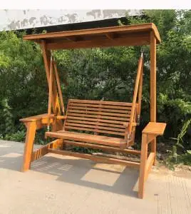 秋千椅户外防腐木实木双人休闲原木摇椅庭院花园家用成人儿童吊椅