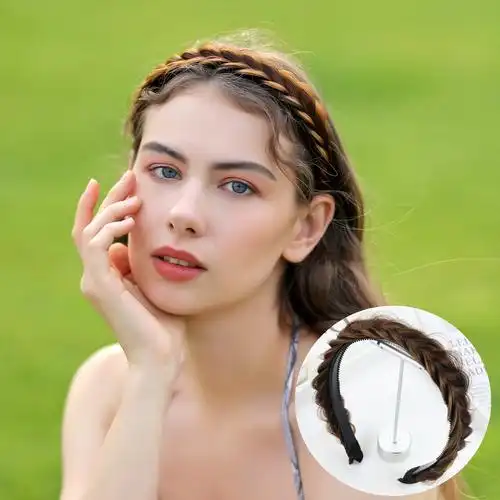 网红假发发箍鱼骨辫发箍麻花辫子高颅顶头箍带齿防滑编发发箍头饰