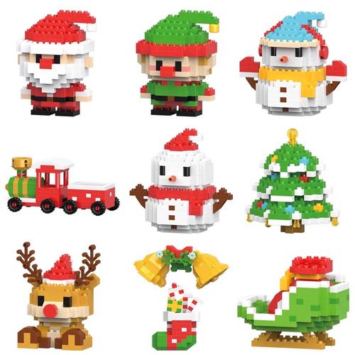 圣诞节礼物积木微颗粒儿童益智力拼装玩具男孩圣诞老人雪人圣诞树