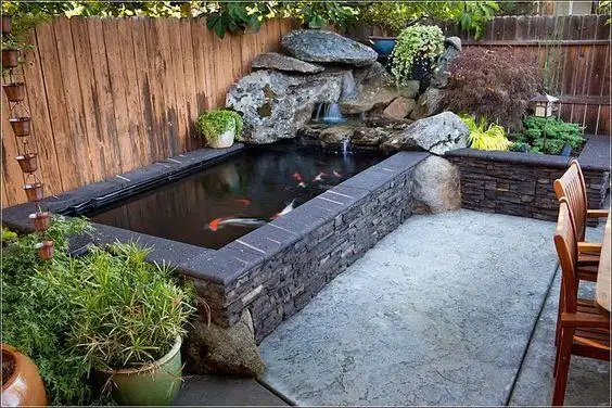 鱼池图片效果图)#(庭院鱼池图片)#(庭院鱼池设计图)#(鱼塘花园)#(庭院