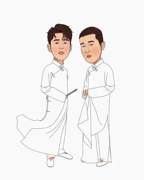 卡通q版人像插画德云社张云雷杨九郎