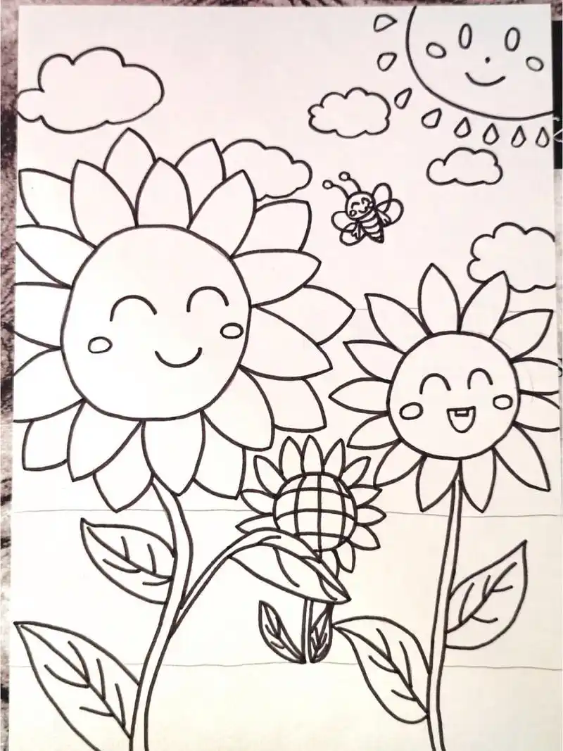 儿童画《可爱的向日葵》(原创) 78绘画主题:《可爱的向日葵》 78