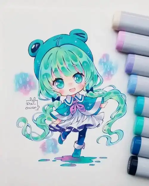 元气十足的萌系美少女,马克笔下的二次元世界