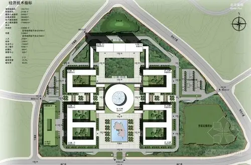 现代风格政府商务办公楼总平面图