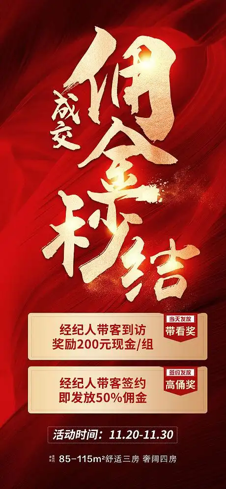 热销房地产红金海报