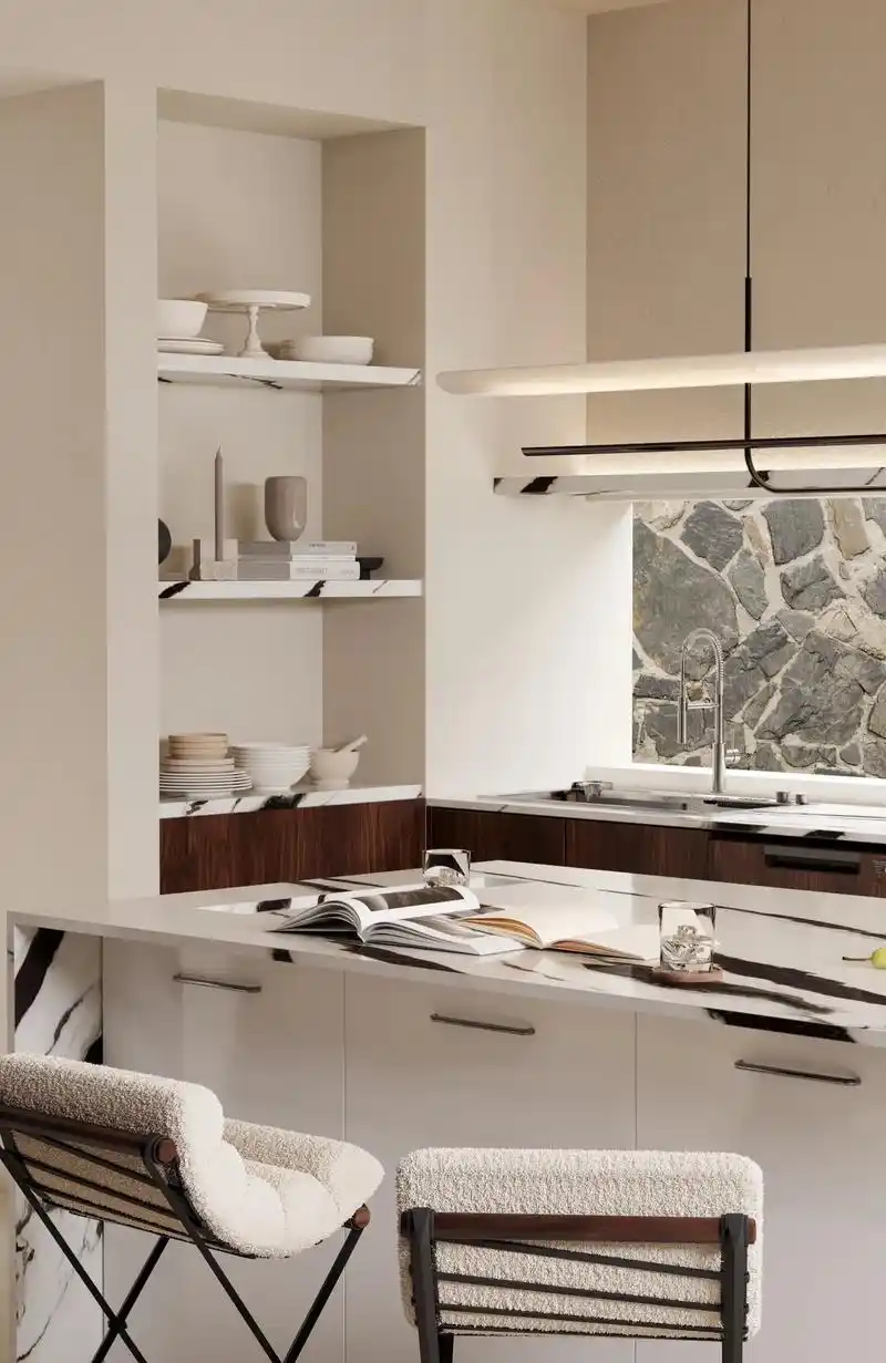 熊猫白石材/厨房设计