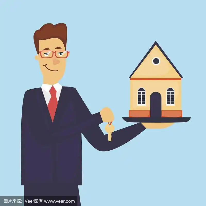 房地产经纪人.平面矢量插图在卡通风格.