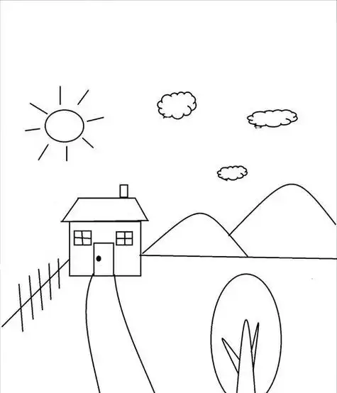 美丽的山村简笔画方法