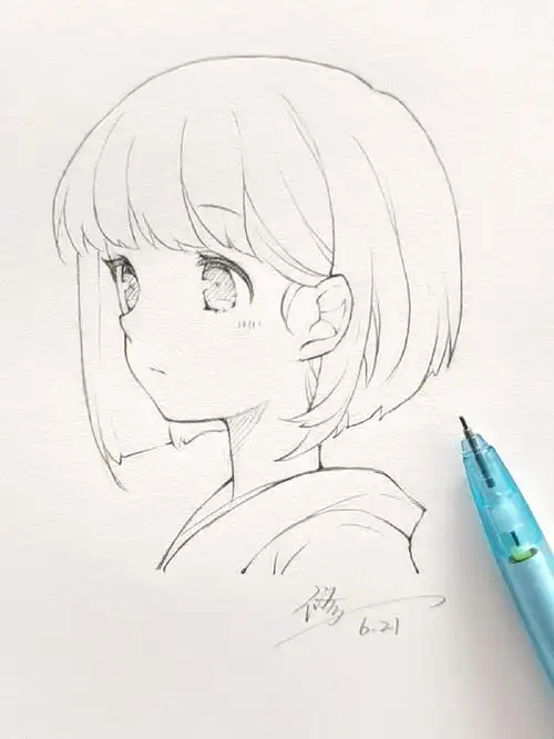 侧脸铅笔手绘过程