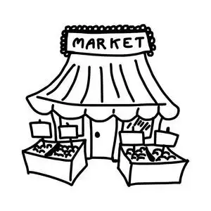 水果店宣传海报插画矢量手画的涂鸦的孤立的白色背景上的新鲜市场照片