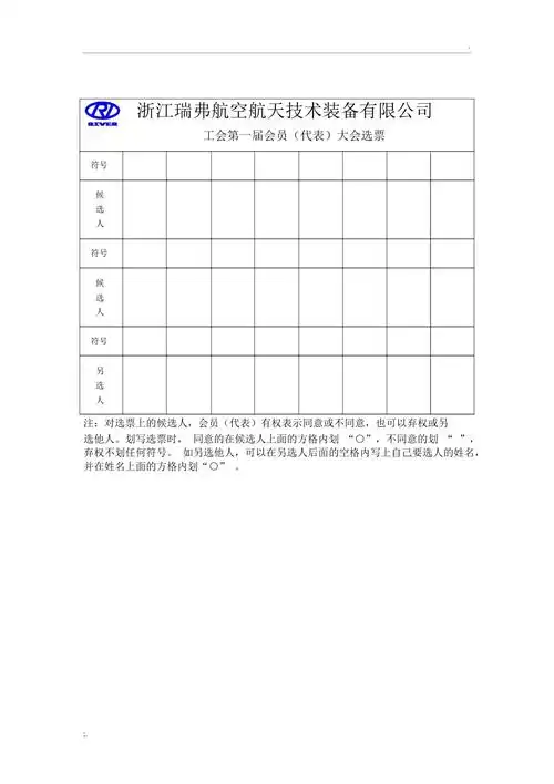 工会会员代表大会选票