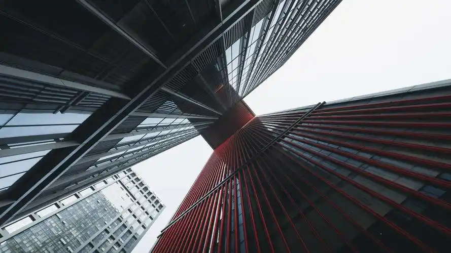 壁纸 摩天大楼,从底部看,城市