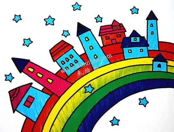 彩虹水彩画