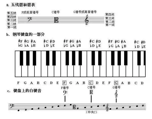 拓展资料钢琴谱通常用五线谱(一般拥有双行谱表,即高音,低音谱表)记载