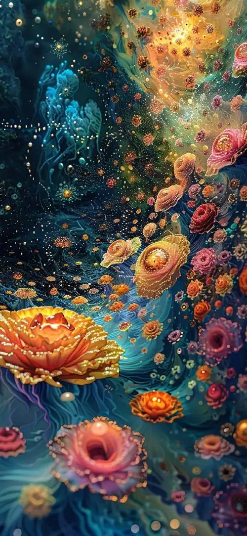 ai绘画#油画风花海壁纸 创意 花朵 15pm尺寸#高清壁纸图片