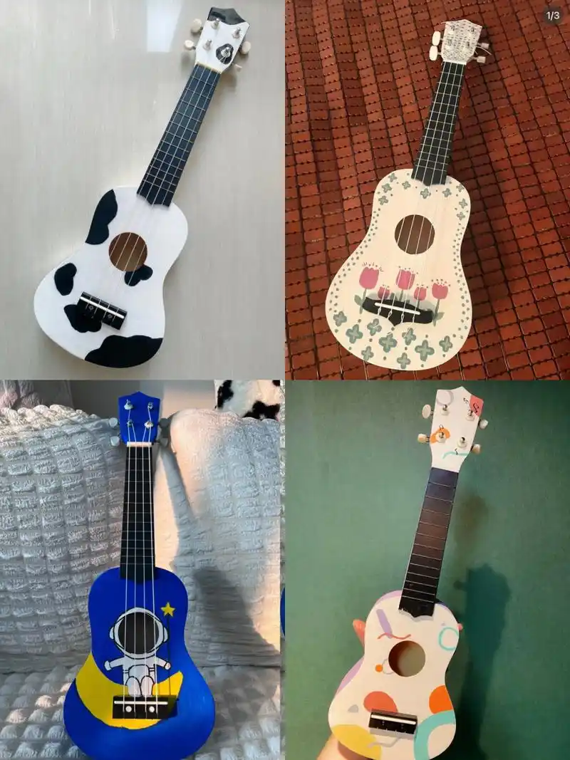 总结37个超好看的diy手绘尤克里里图案 今年爆火的diy手绘尤克里里