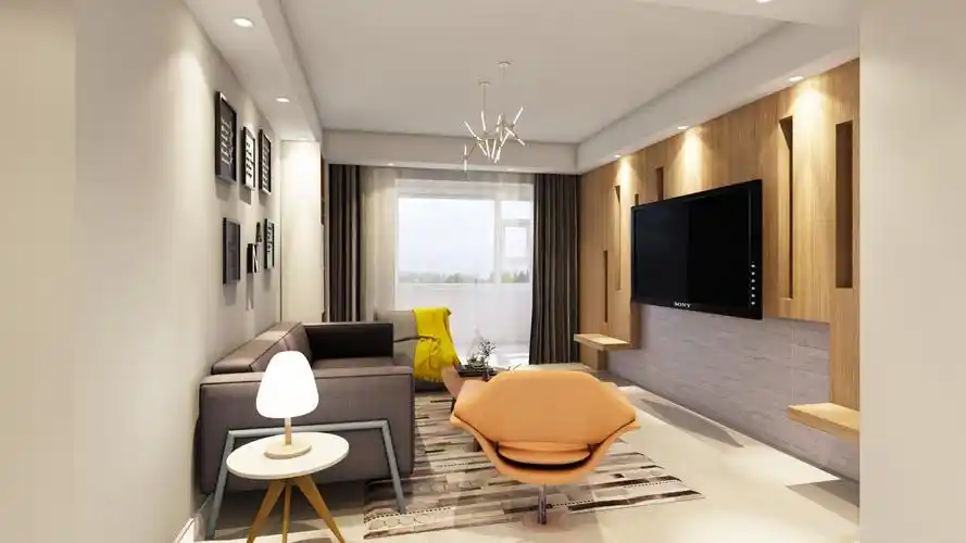 两室一厅一卫 97平米现代北欧风格 - 现代风格两室一厅装修效果图