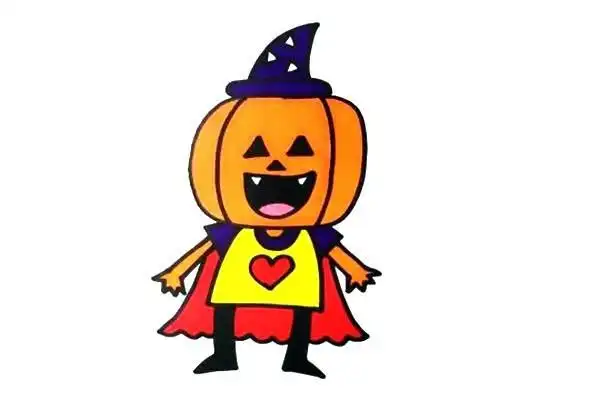 万圣节南瓜怪人简笔画的画法步骤图文教程